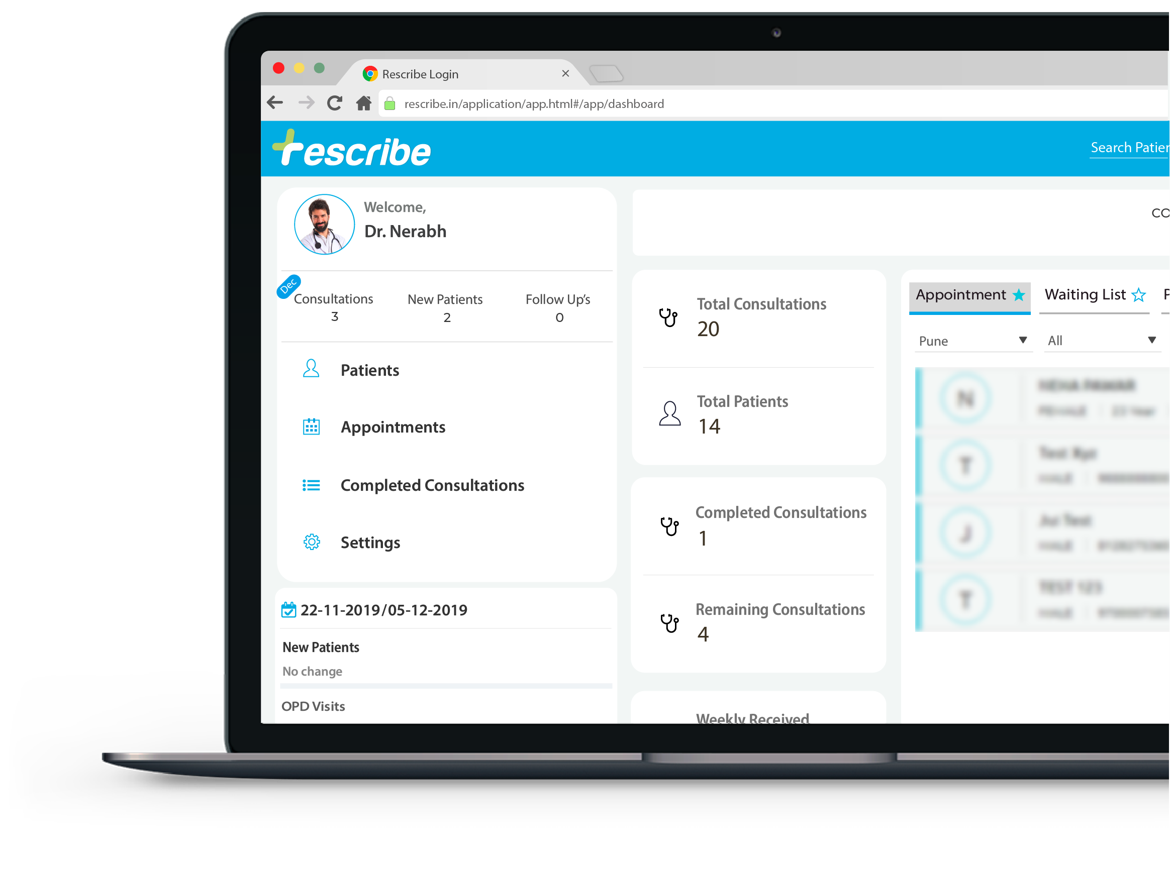 Hospital and clinic management software by Rescribe